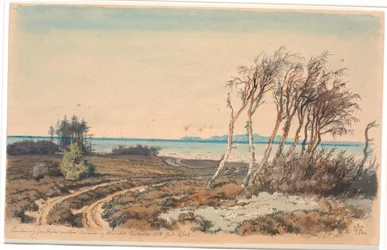 Vue vers Kullen depuis la côte entre Odinshøj et Hornbæk