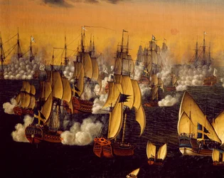 Bataille de Björkö, près de Stockholm, par Johan Tietrich Schoultz (1754-1807)