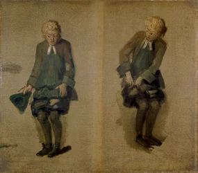 Deux croquis de David Garrick en Abel Drugger dans 