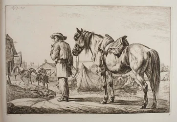 Un Slovaque avec son cheval près d