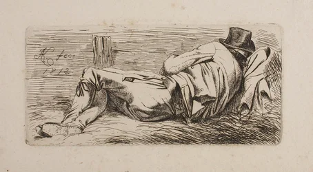 Homme endormi sur une litière