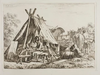 Soldats dans un camp militaire