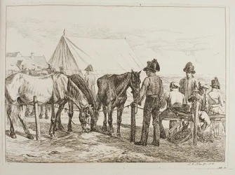 Soldats dans un camp militaire