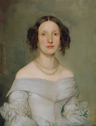 Dame en robe bleu clair