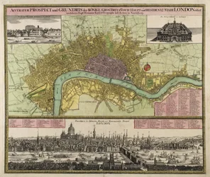 Carte et perspective de Londres, c.1710