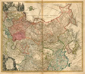Carte de la Russie (De: Imperii Russici et Tartariae universae tam majoris et Asiaticae quam minoris et Europaeae tabula) - Homann, Johann Baptist (1663-1724) - 1738