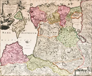 La mer Baltique de : Baltikum Ducatuum Livoniae et Curlandiae cum vicinis Insulis Nova Exhibitio Geographica, vers 1720