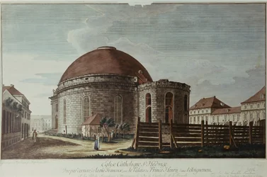 Cathédrale Sainte-Hedwige, Berlin (gravure colorée à la main)