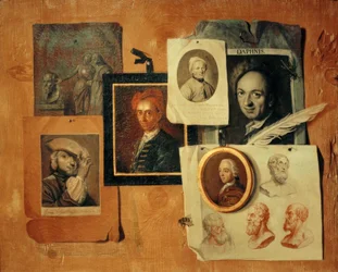 Quodlibet avec portraits de contemporains et têtes antiques