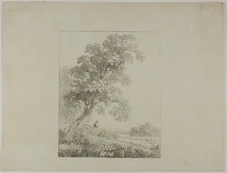 Paysage avec un grand arbre