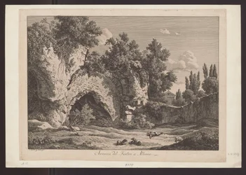 Vue du théâtre à Albano (Berger avec des moutons parmi les ruines)