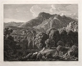 Paysage héroïque : Paysage avec ville et rivière