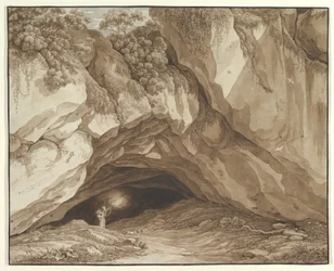 Paysage rocheux avec des chasseurs