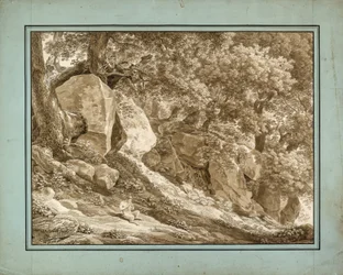 Paysage rocheux avec Pan jouant de la flûte