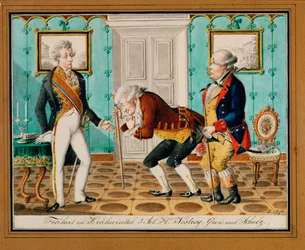 Une pièce de théâtre populaire à Vienne montre le poète et acteur Johann Nestroy (gravure)