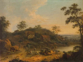 Paysage vallonné avec fermes