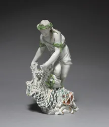 Pêcheuse, fabriquée par la manufacture de porcelaine de Ludwigsburg, Allemagne, vers 1765