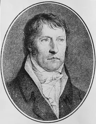 Portrait de Georg Wilhelm Friedrich Hegel, philosophe allemand, gravé par F.W. Bollinger