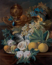 Natures mortes avec fruits et fleurs