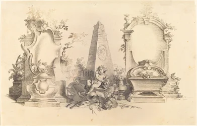 Cartouche moderne avec emblèmes de la mort