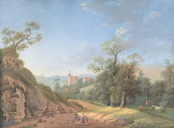 Famille paysanne dans un paysage, fin 18e-19e siècle