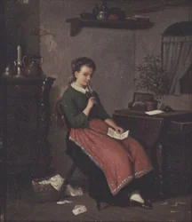 Jeune fille écrivant une lettre d