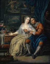 Couple avec marieuse, vers 1750