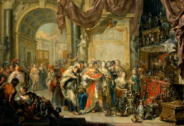 Crésus (596-546 av. J.-C.) montre ses trésors à Solon (640-558 av. J.-C.) - Crésus et Solon - par Johann Georg Platzer (1704-1761) - Galerie d