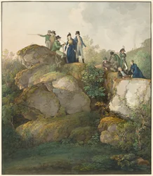 Un groupe royal admirant le coucher du soleil au sommet du Hesselberg