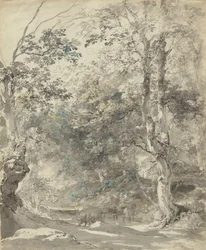 Paysage boisé avec vaches