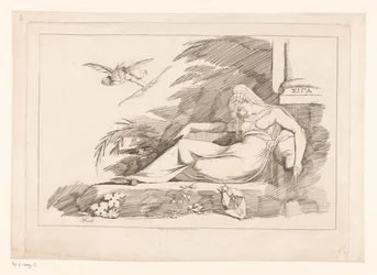Femme endormie avec Cupidon