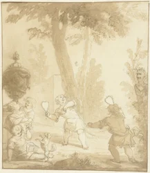 Représentation allégorique avec des enfants jouant