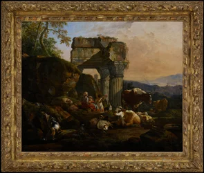 Paysage romain avec du bétail et des bergers