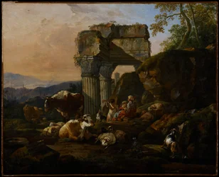 Paysage romain avec bétail et bergers, 1676