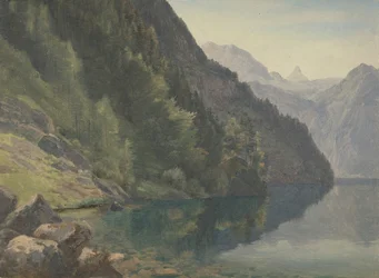 Rivage boisé au lac Königsee, première moitié du 19ème siècle