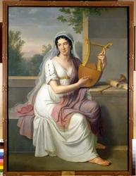 Portrait de la chanteuse espagnole Isabelle Colbran (1785-1845) tenant une lyre Peinture de Johan Heinrich Schmidt (1749-1829) 1817 Milan, musée du Teatro alla Scala