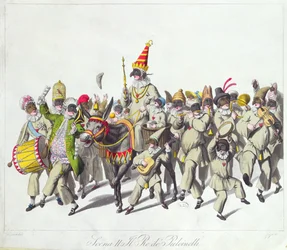 Procession du roi Punch pendant le carnaval romain, début du 19ème siècle