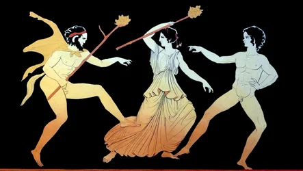 Un satyre, une ménade et un adepte masculin de Dionysos dansent frénétiquement vers 1796