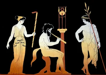 Vainqueur couronné écoutant un satyre jouant de la flûte c.1796