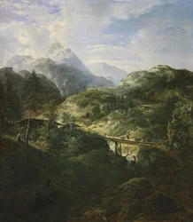 Paysage de montagne avec pont