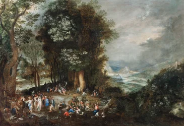 Camp de vivandiers au bord de la forêt