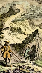 Paléontologie : Le naturaliste suisse Johann Jakob Scheuchzer (1672-1733) a découvert dans les montagnes suisses les traces du Déluge universel grâce aux fossiles. Gravure du « Museum Diluvianum »