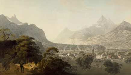 Le village de Bex, la Dent de Morcles et les Dents du Midi