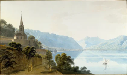 The church of Les Planches, Chillon, Villeneuve and the Dents du Midi