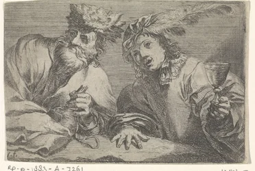Vieil homme et jeune homme à une table