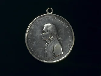 Médaille de paix indienne de Thomas Jefferson, vers 1801 (argent)