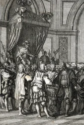 Représentation de Guillaume Ier (ou Guillaume II, comte de Hollande) (1227-1256) en 1255 Gravure de Johann Michael Mettenleiter (1765-1853) 1800 Collection privée