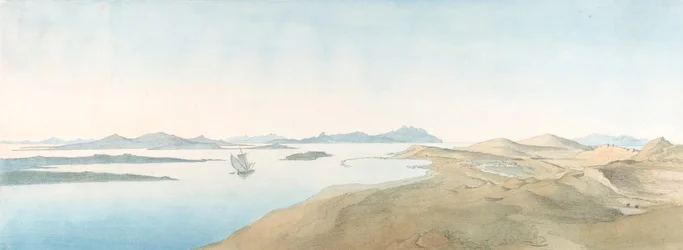 Vue panoramique sur les îles de Délos, début 19ème-fin 19ème siècle