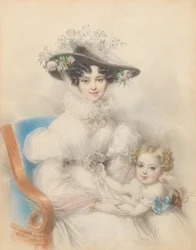 Princesse Henrietta de Nassau-Weilburg 1797-1829 avec sa fille Maria, 1829