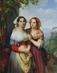 Deux filles dans un paysage